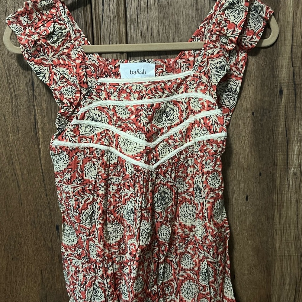 BA&SH Red and White Floral Top